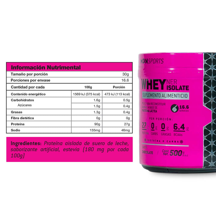 Proteína WheyNer Isolate Estevia 500g