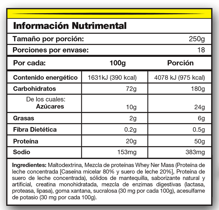 Proteína Ganador de Peso WheyNer MASS MDN Sports